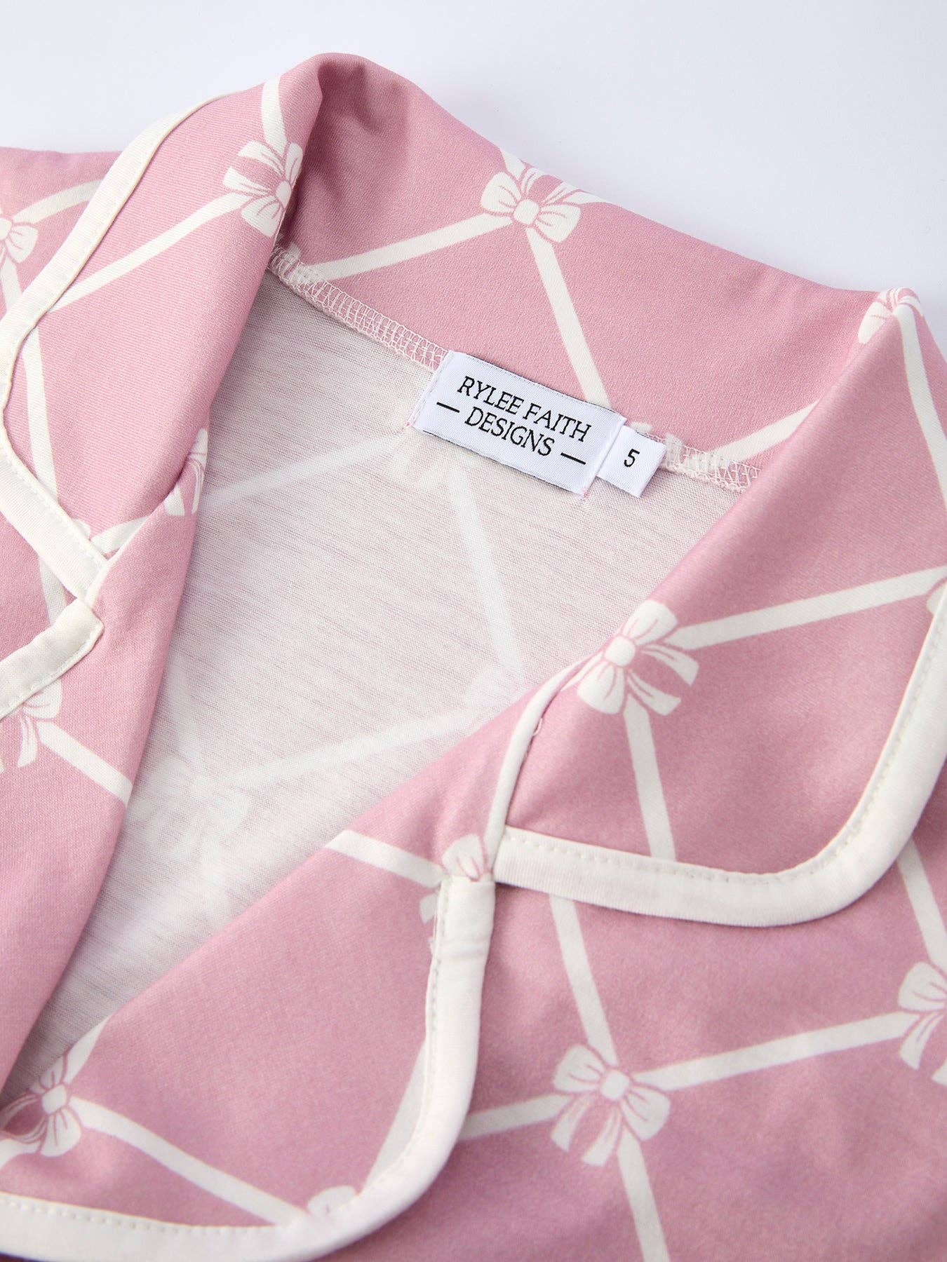 Rylee Faith Designs - Wholesale Sleepwear Set - Kids - Mommy & me Autumn Check Bow Girls Lapel Pajamas12