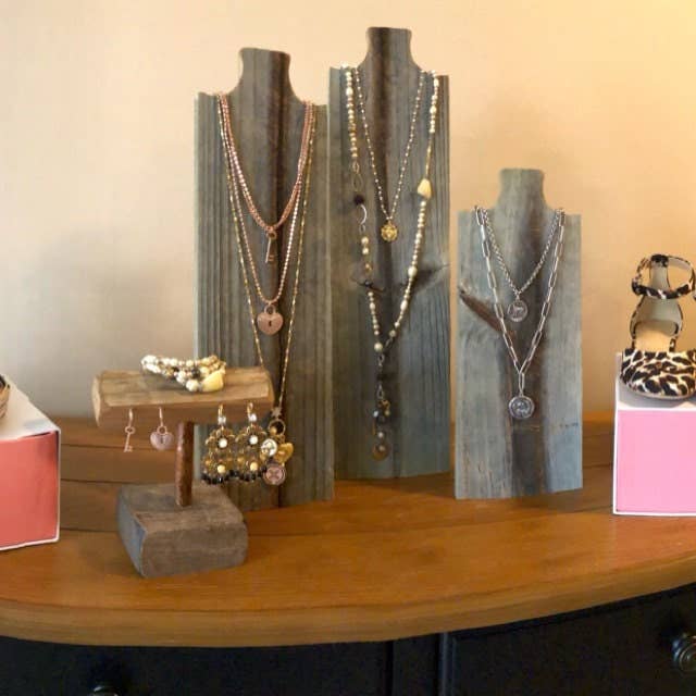 Gifted Shop Works, LLC - Wholesale Jewelry Stand & Display - Weathered Wood Necklace Display Stand And Holder6