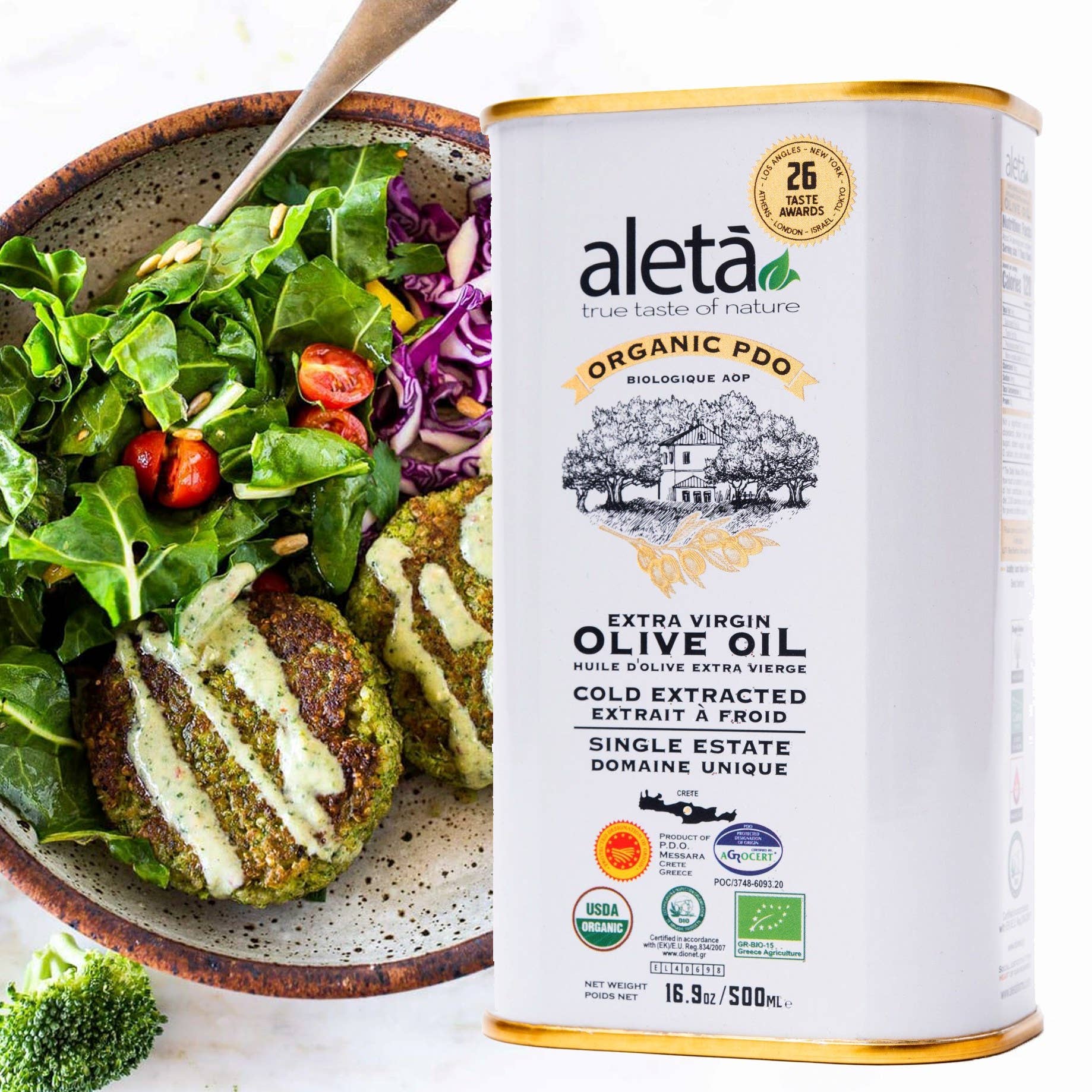 ALETA FARMS - Wholesale Olive Oil - Aleta Organic Estate, Greek Extra Virgin Olive Oil, 17oz Tin7