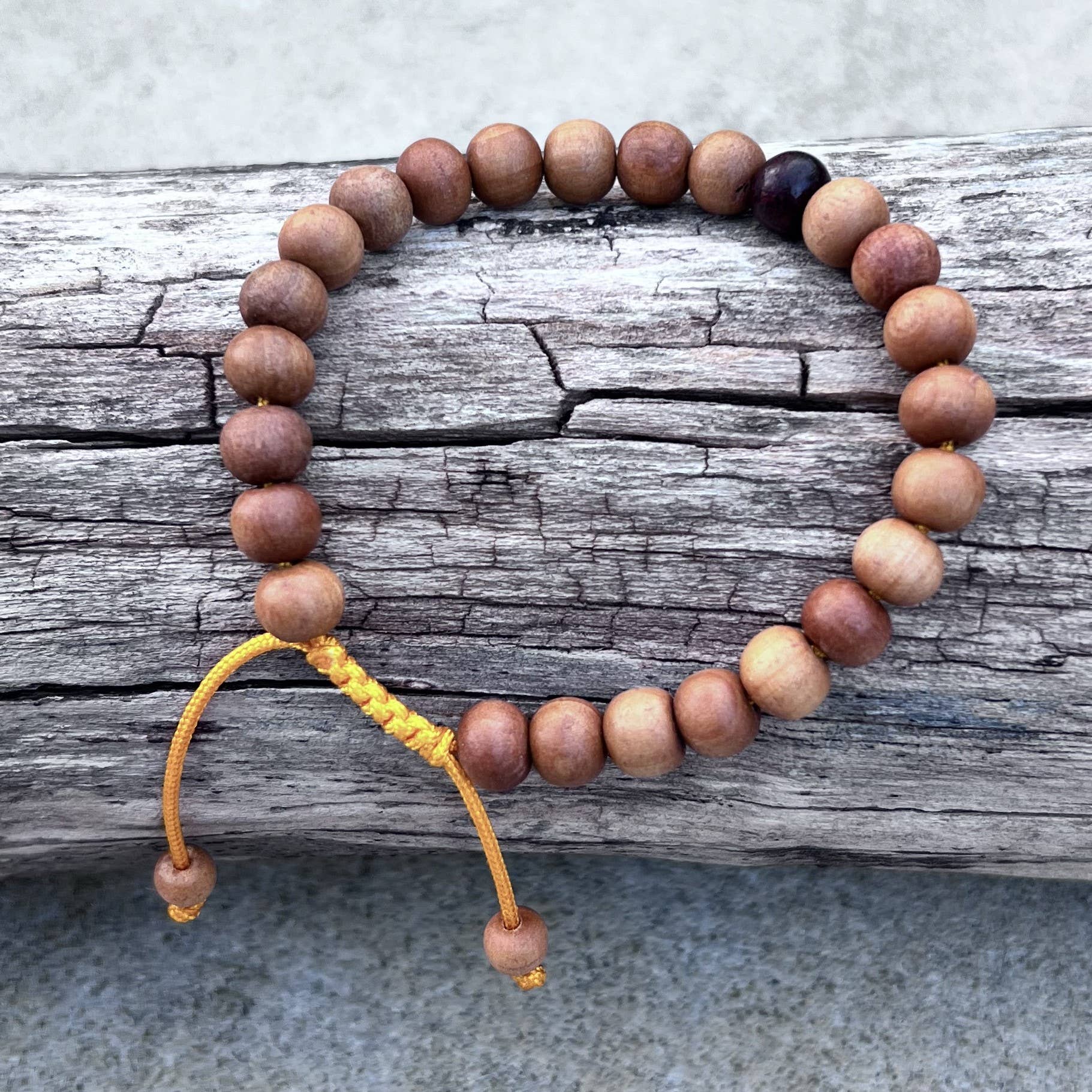 Lungta Imports - Wholesale Beaded Bracelet - Sandalwood Beads Adjustable Wrist Mala Bracelet5