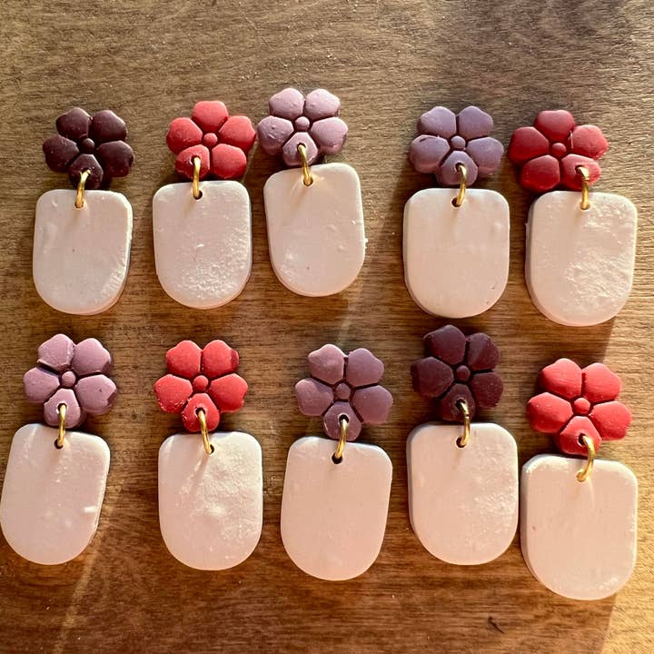 Homebodybeads - Vente Boucles d'oreilles pendantes - Pots de fleurs | Boucles d'oreilles pendantes en argile polymère