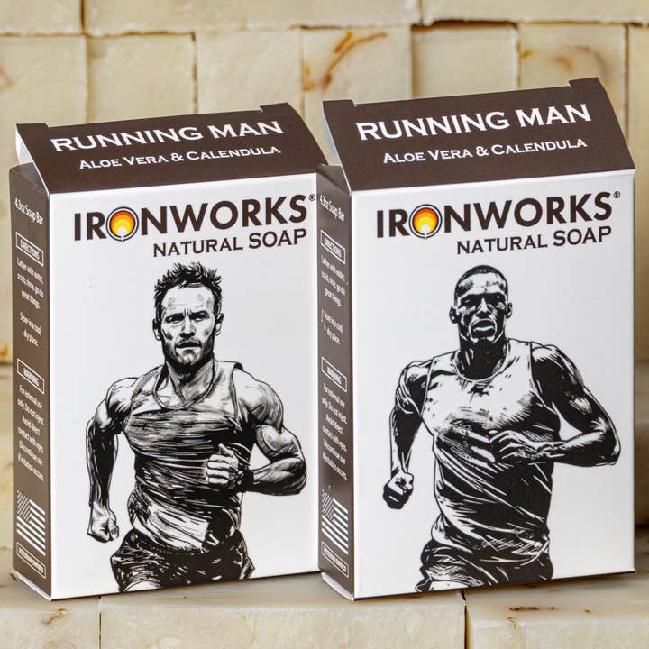 IRONWORKS Soap Company - Wholesale Bar Soap - Men's - The Running Man Soap – Aloe Vera & Calendula (Unscented)