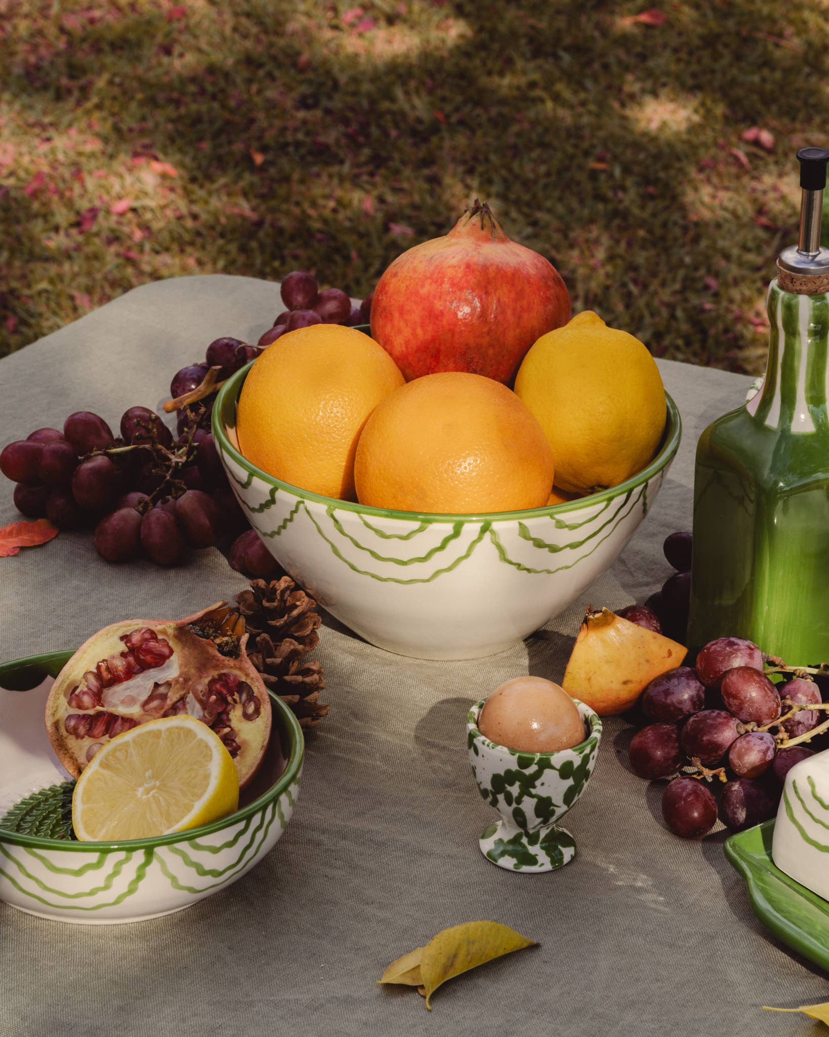 Alfar Tierra Cocida – wholesale Serving bowl – Artisanal Ceramic Serving Bowl – Green & White / ROOTS1