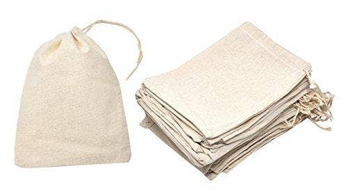 Ivoor Zakjes van ongebleekte katoenen mousseline met trekkoord voor groothandel op Faire0