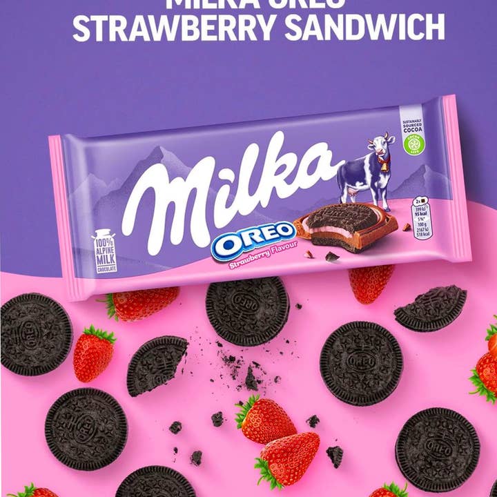 Phoenix Distributions - Wholesale Chocolate Bar - MILKA - Oreo Strawberry 92 gramm 16 count