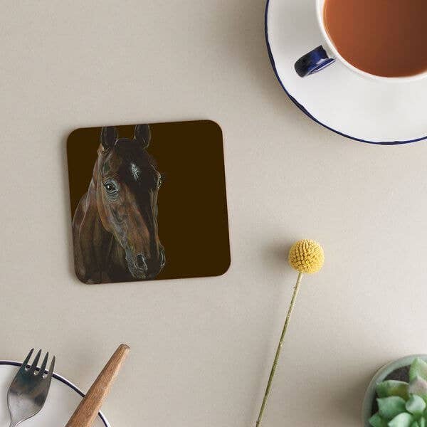 Coaster Melamine Cork Backed | Chestnut Horse | Bay for wholesale by Deckled Edge Ltd