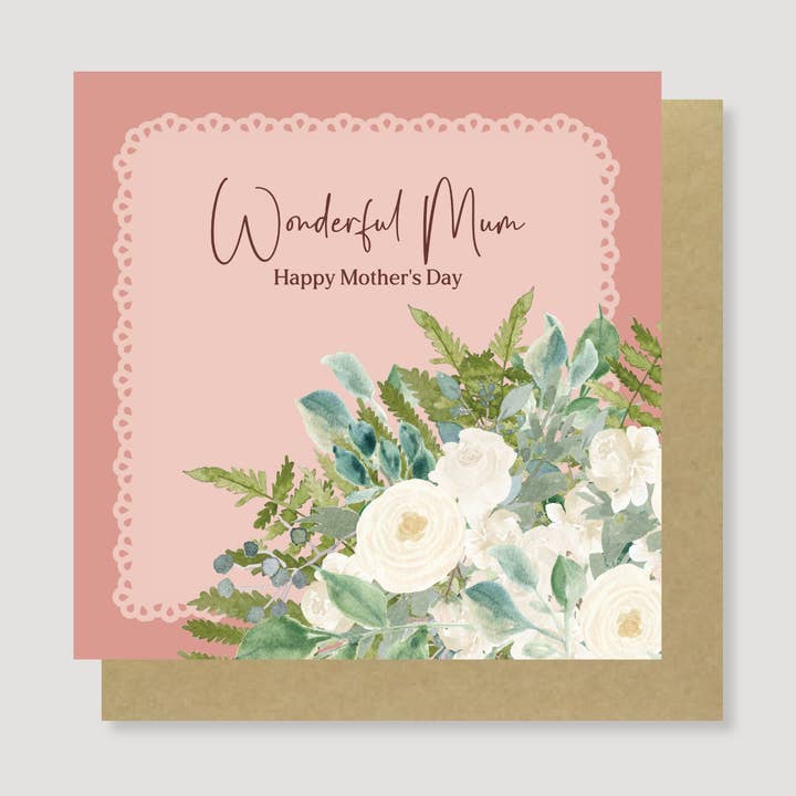 Wonderful Mum bouquet card for wholesale by Heather Trefusis Art