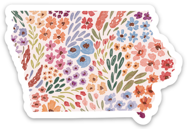Elyse Breanne Design - Venta al por mayor Pegatina - Pegatina floral del estado de Iowa, 7,6 x 5 cm4