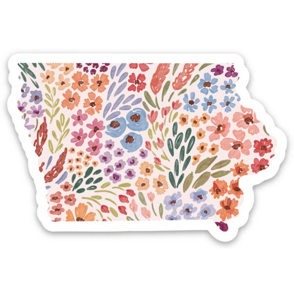 Elyse Breanne Design - Venta al por mayor Pegatina - Pegatina floral del estado de Iowa, 7,6 x 5 cm4