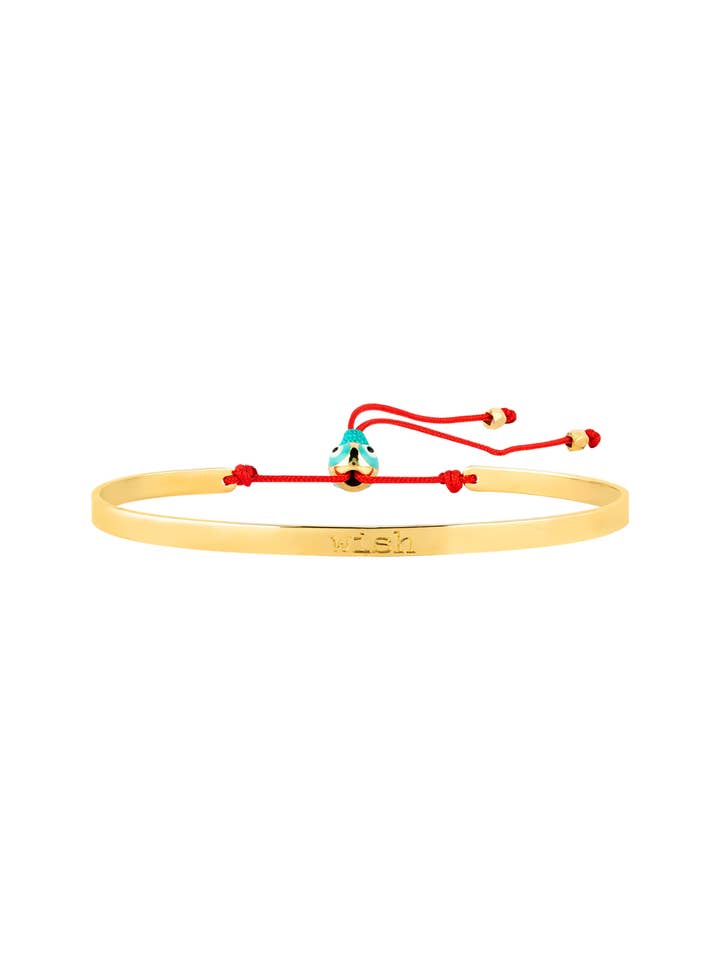 Wish Inspirational Thin Cuff Bracelet with Evil Eye Bead for wholesale by Atelier Petites Pierres