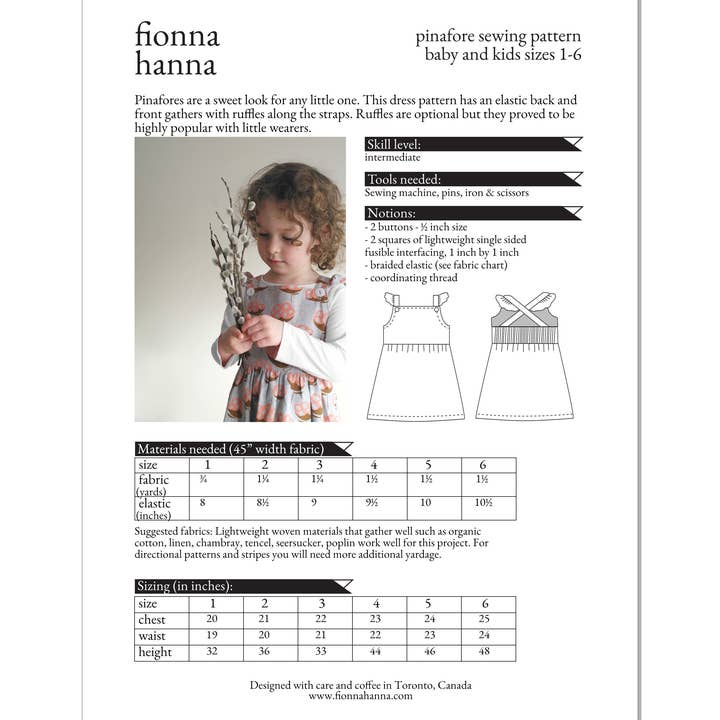 Fionna Hanna – wholesale Craft sewing kit – Pinafore Ruffle Dress Sewing Pattern for Girls1