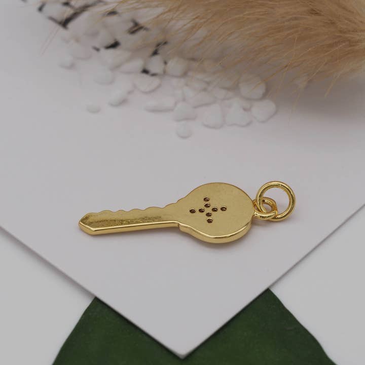 BestBeads&Beyond - Wholesale Individual Charm/Pendant - CZ North Star On Key Shape Charm, Sku#LK6151