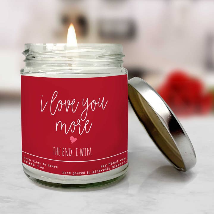 Bougie humoristique pour la Saint-Valentin | Je t'aime plus pour la vente par ZA Handmade Wholesale
