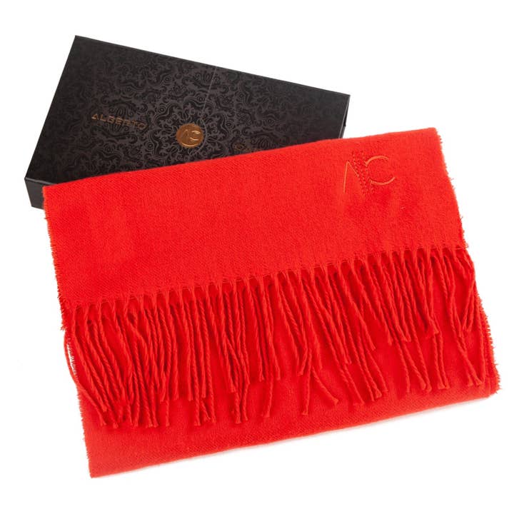 Écharpe en cachemire rouge Dolce Caldo pour la vente par ALBERTO CABALE