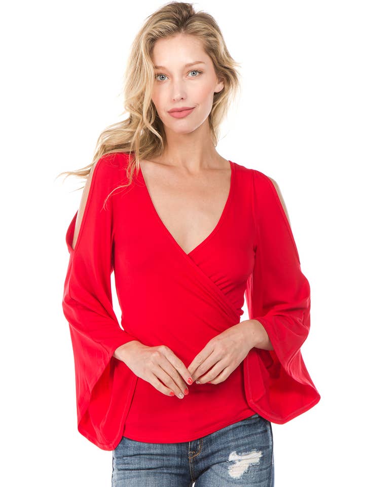 KELSEY TOP (RED)-JT8290 for wholesale by VAVA by Joy Han