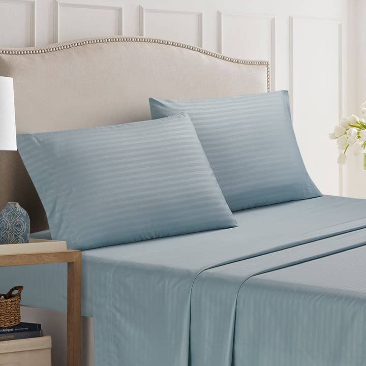 Ensemble de draps 4 pièces Thesis Dobby Stripe - Bleu perle pour la vente par Thesis