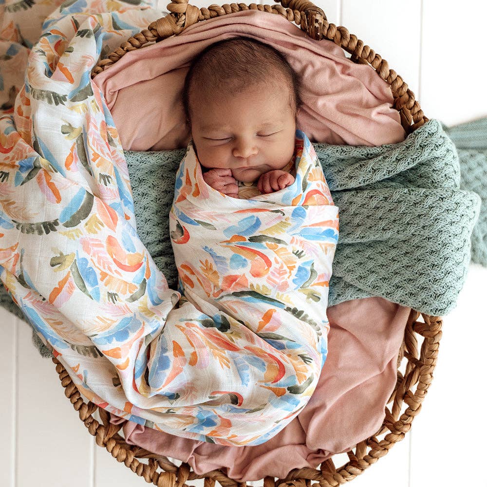 Snuggle Hunny - Wholesale Swaddle - Baby - Summer Palm Organic Muslin Wrap2