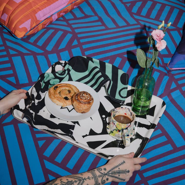 Irregular Sleep Pattern – wholesale Serving tray – Breakfast Tray in Mono 48 x 37cm6