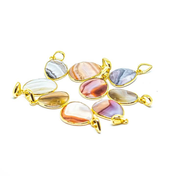 Quasar Gems USA - Wholesale Pendant/charm necklace - Agate Sterling Silver 18K Micron Abstract Pendant Necklaces3