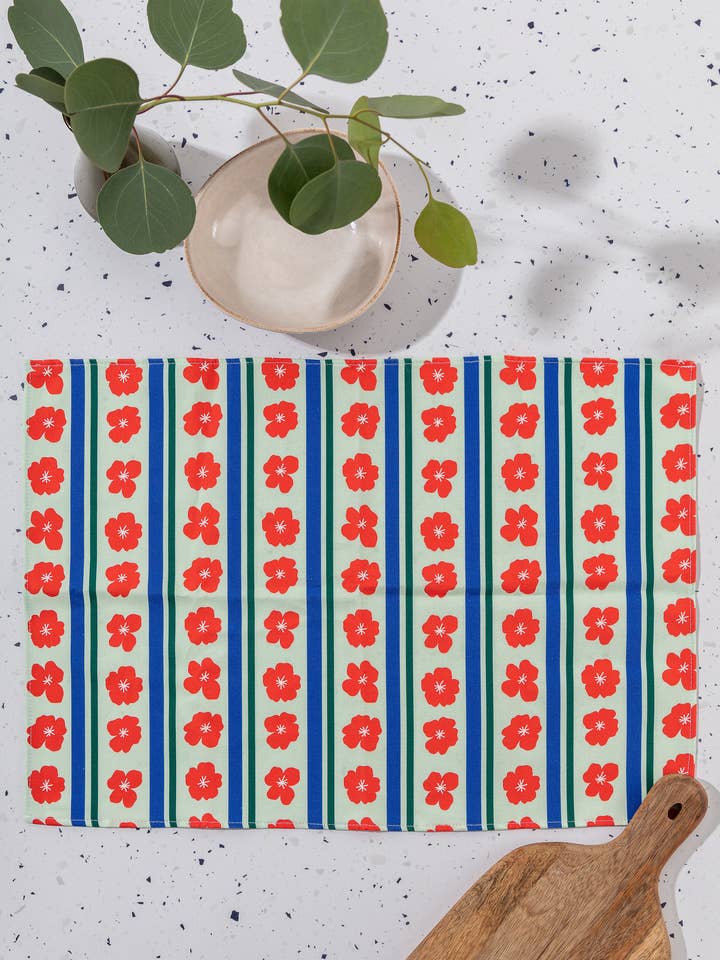 Placemats Burgundy and stripes for wholesale by Teresa Rego