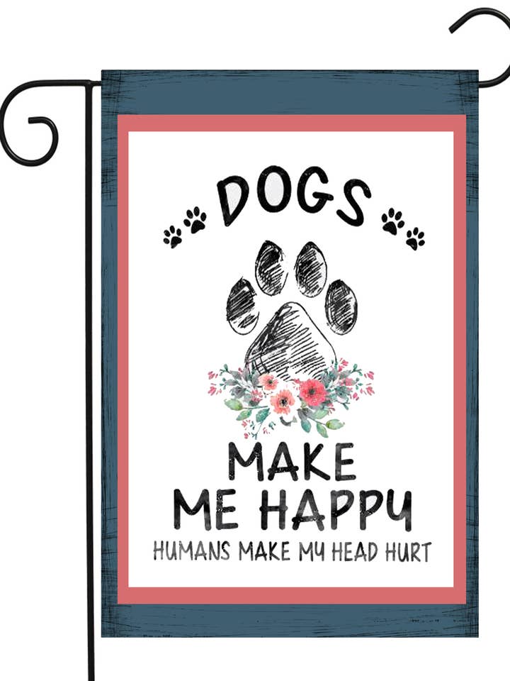 Hunde gør mig glad Haveflag #G2394 for engroshandel hos Happy Cow Lawn Decor