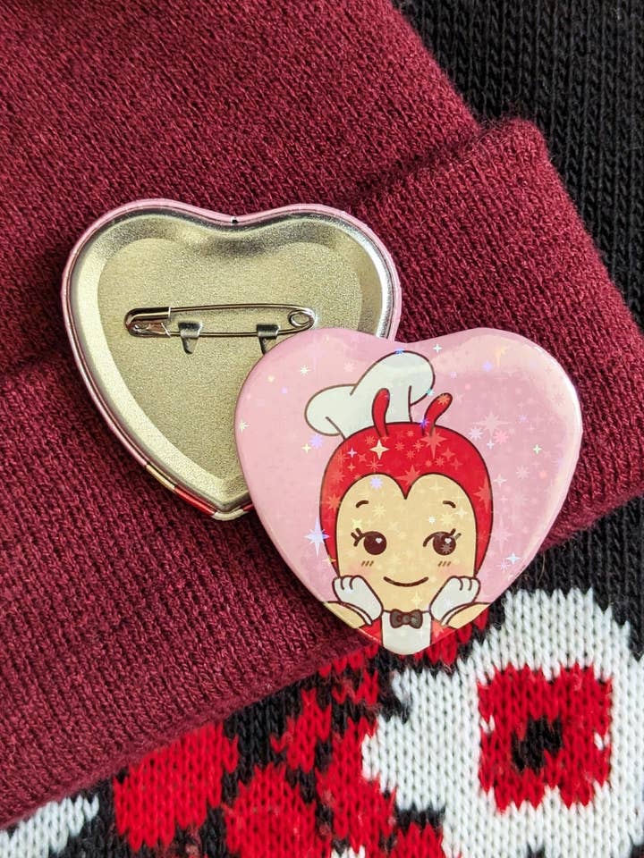 Rode Vrolijke Bij Baby Sprankelende Hart Knop voor wholesale door Petty Party