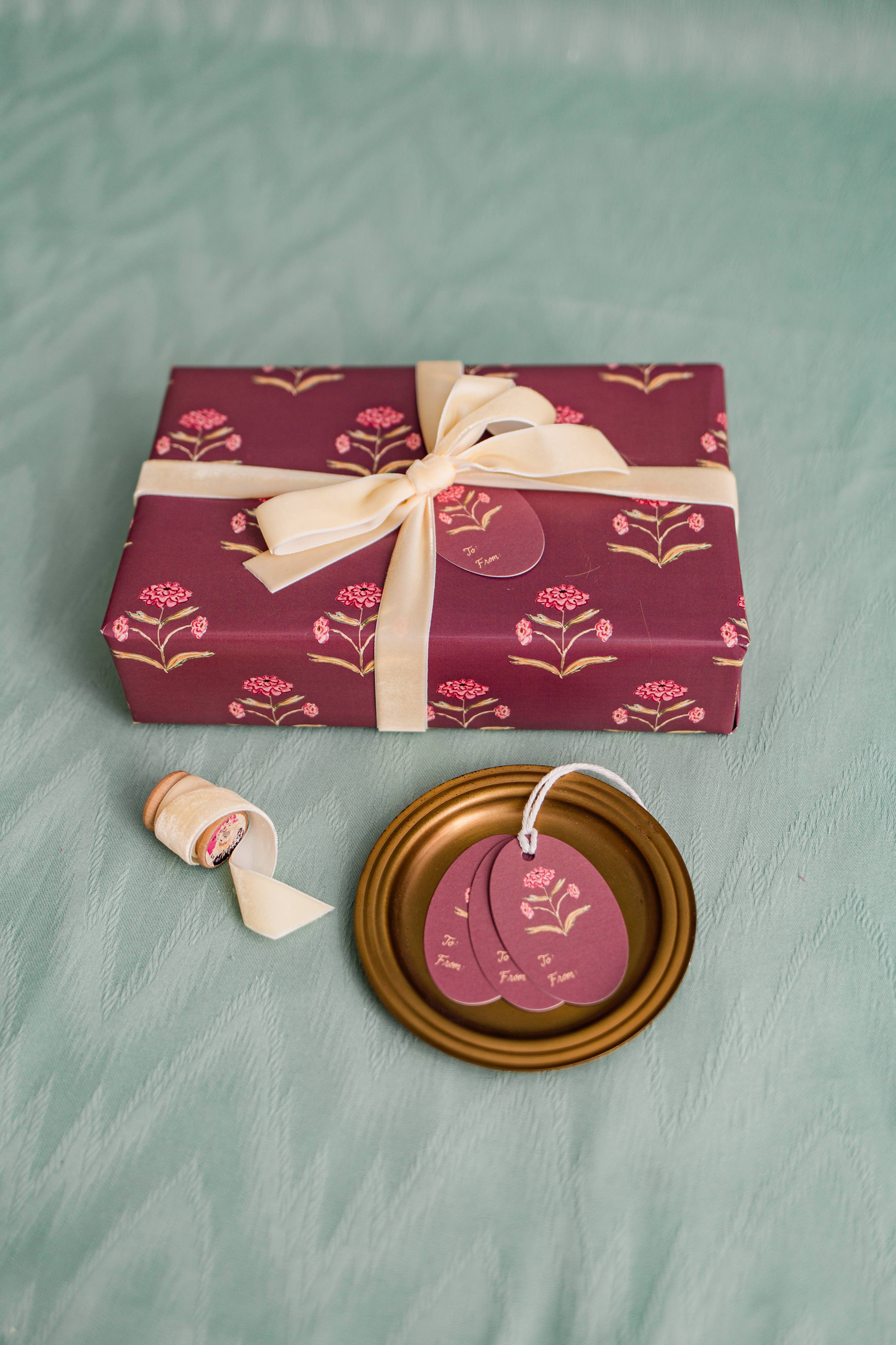 The Illustrated Life - Wholesale Flat Wrap - Zinnia Block Print Gift Wrap Sheets2