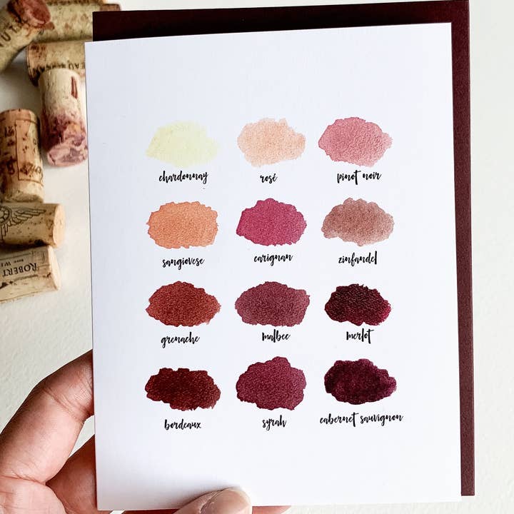 My Favorite Wine Colors – Wine Greeting Card and other Purchase Wholesale art a la card. Free Returns & Net 60 Terms on Faire trending on Faire.