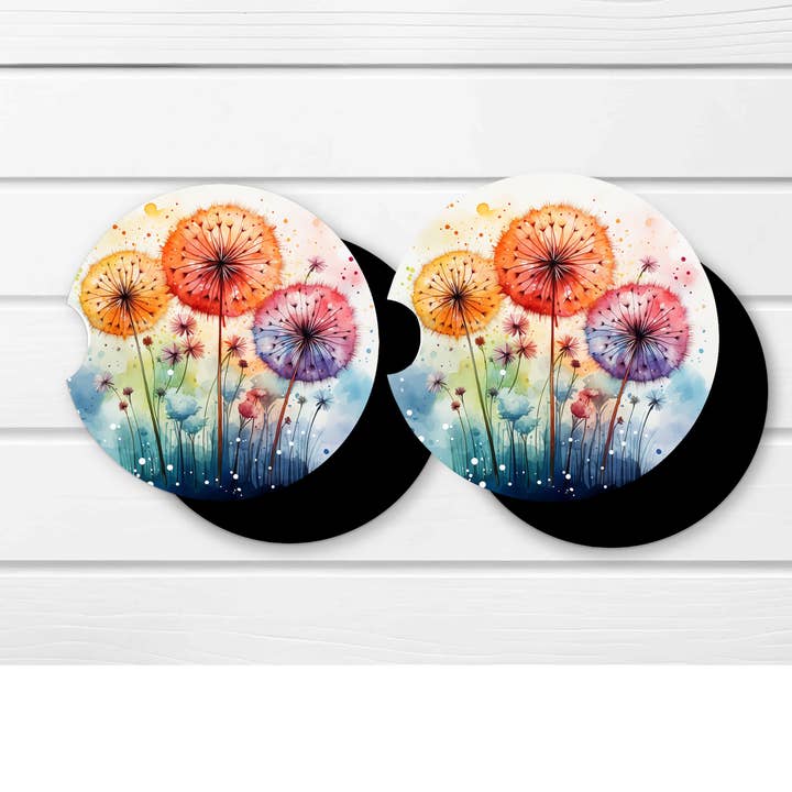 Premium autoonderzetters van neopreen | Drankhouders voor je autoconsole - Set van 2 Dandelion Design voor wholesale door simply creative