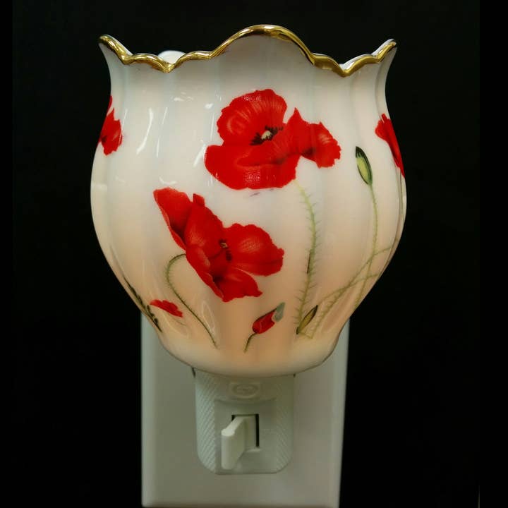 Porcelain Poppy On Flower Shape Night Light for wholesale by Tobin Tate