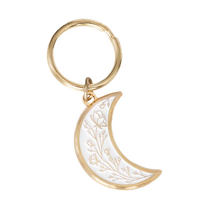 Portachiavi smaltato luna floreale per la vendita all'ingrosso da parte di Justine Ma Design