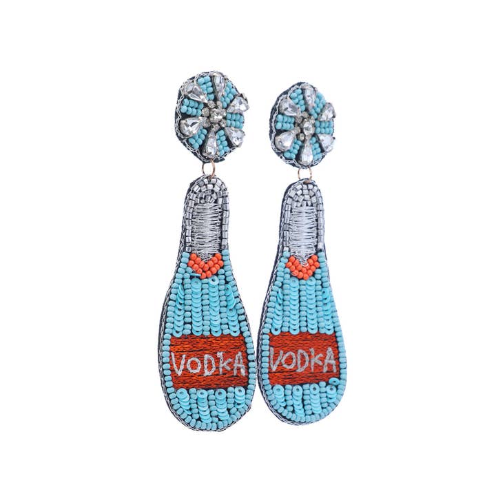 BLUE GDBLE Vodka Bottle w/ Bead Drop Earrings for wholesale on Faire2