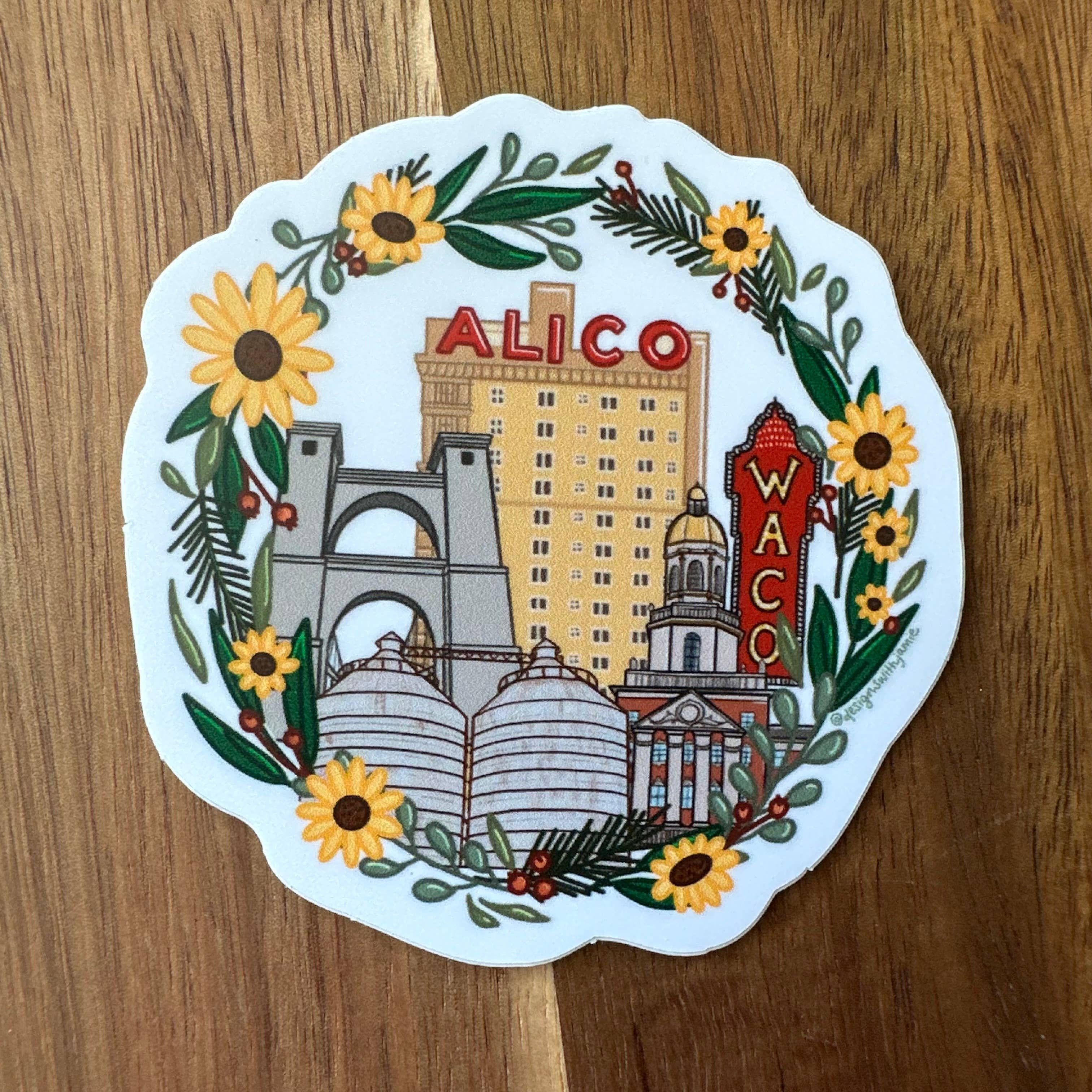Designs with Jamie - Wholesale Sticker - Waco Wreath Sticker0