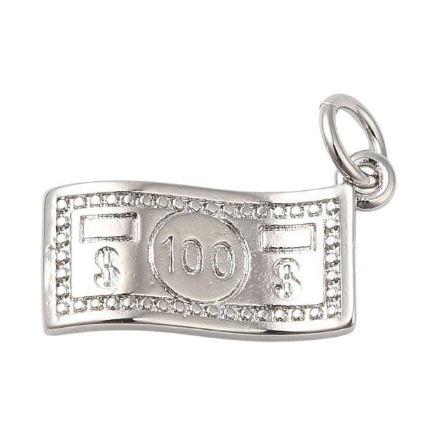 Silver $100 Bill Charm for wholesale by The Charm Bar Company