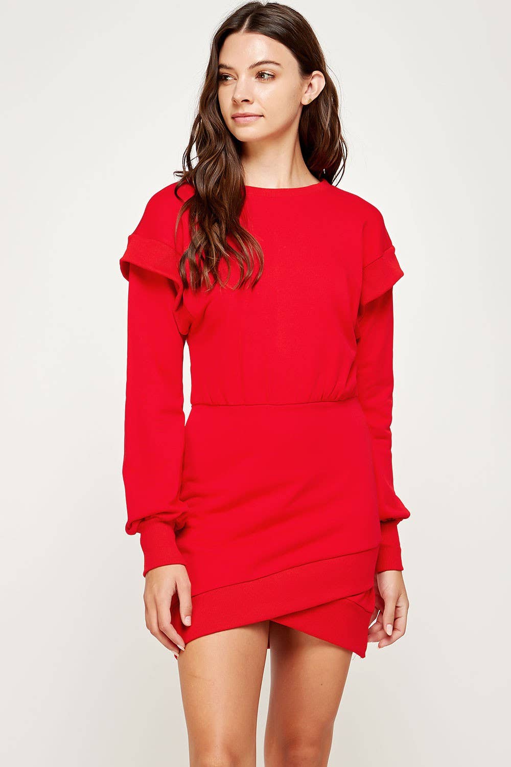 Strut & Bolt - Wholesale Dress - Women's - Ribbed Asymmetric Hem Knit Mini Dress1