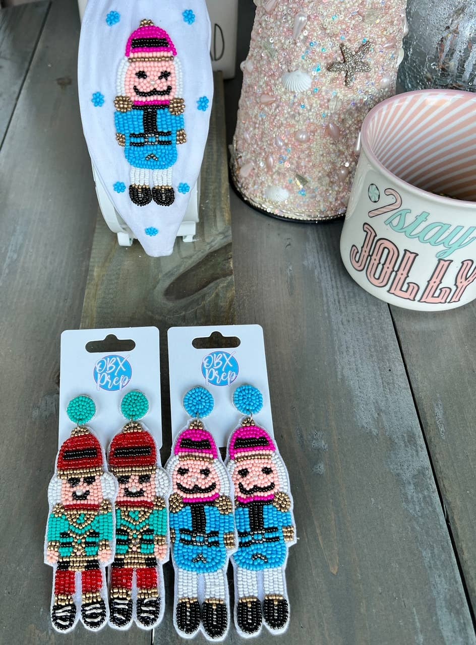 OBX Prep - Wholesale Fashion Headband - Women's - Christmas Pink Blue Nutcracker Beaded Headband OBX Exclusive3
