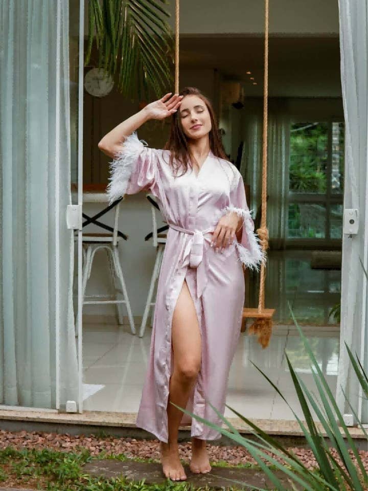 Pink Feather Bridal Robe for wholesale on Faire15