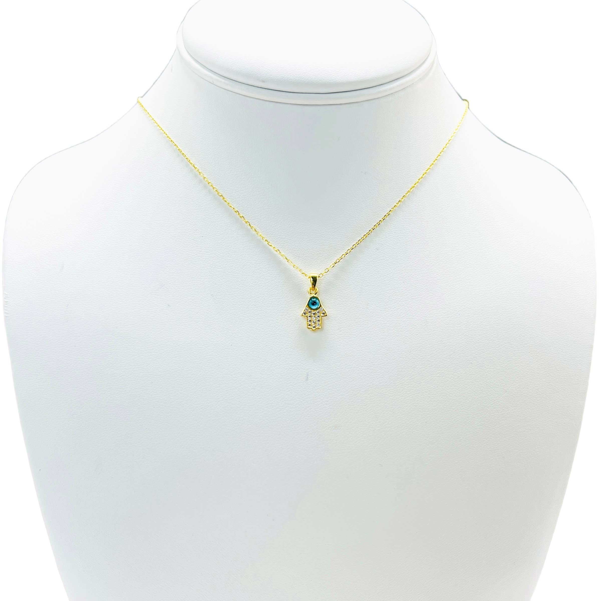 Loli - Vendita all'ingrosso Collana con ciondolo/pendaglio - Collana Hamsa Mini Evil Eye in argento sterling 9253