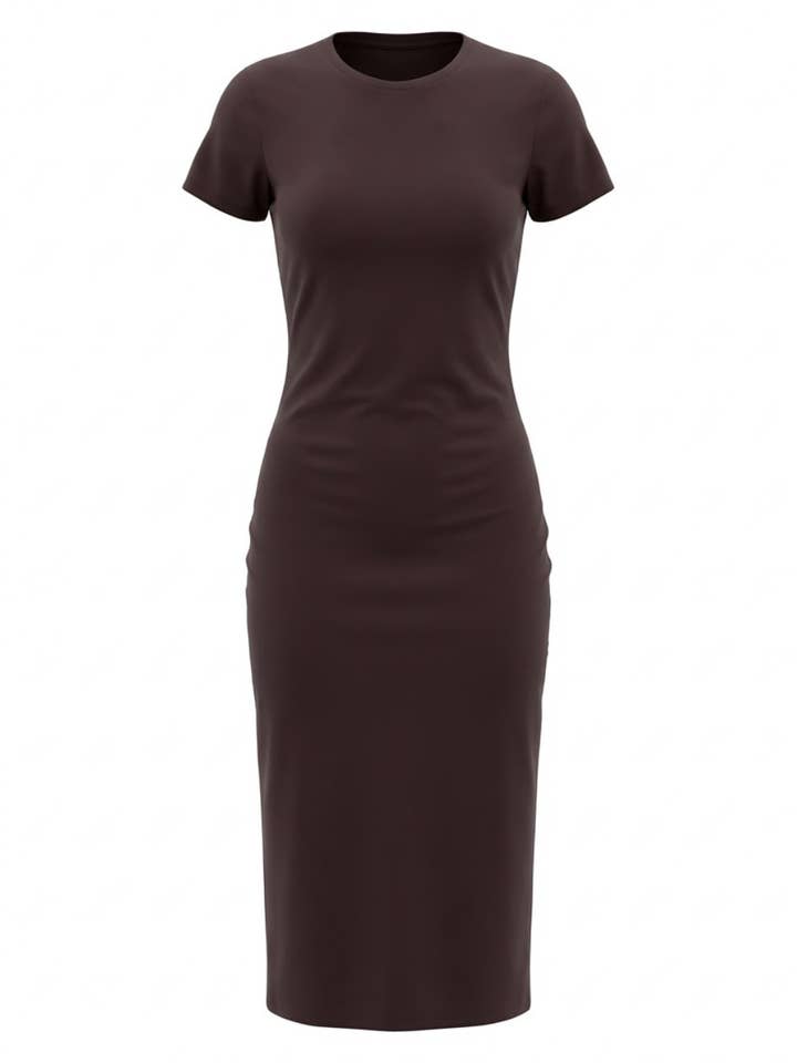 Abito T-shirt Willa – Abito T-shirt Maxi in Cotone Spandex Espresso per la vendita all'ingrosso da parte di PRIV Collections