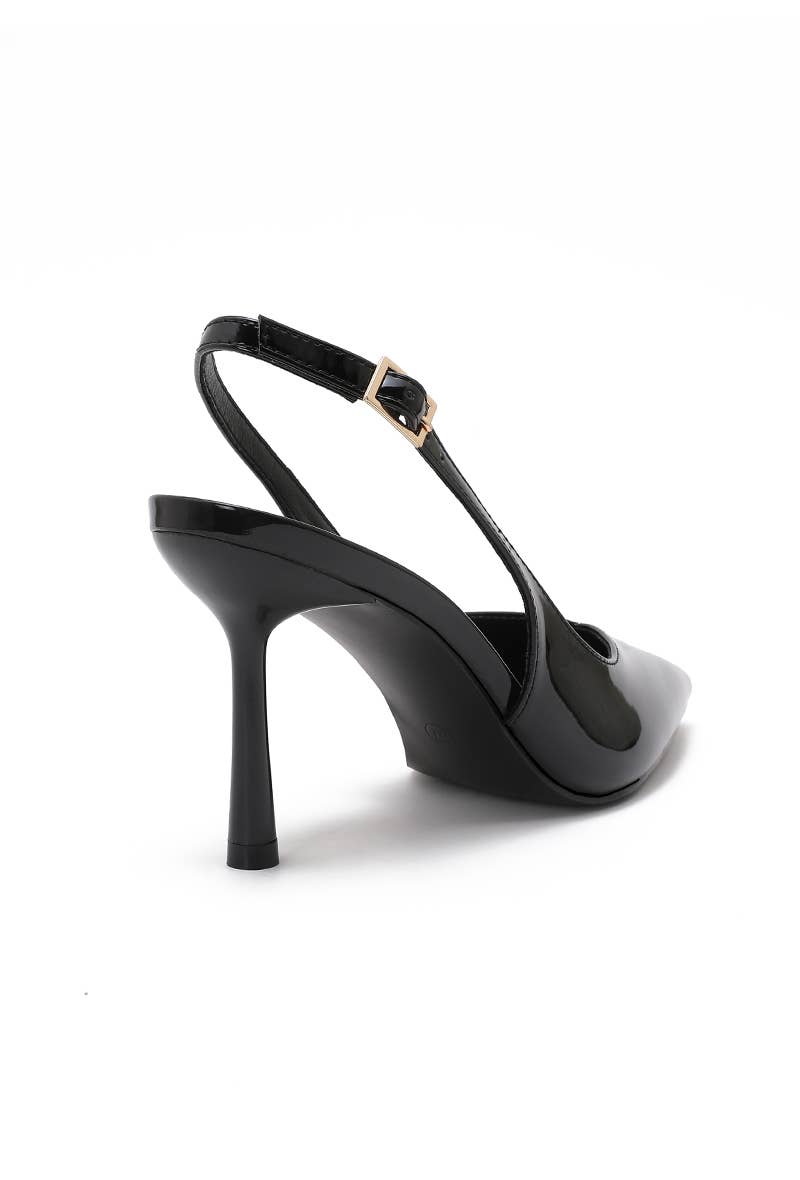 Joia Paris - Wholesale Low Heels - Women's - Patent pointed-toe slingback pump, thin heel H8-1011E1