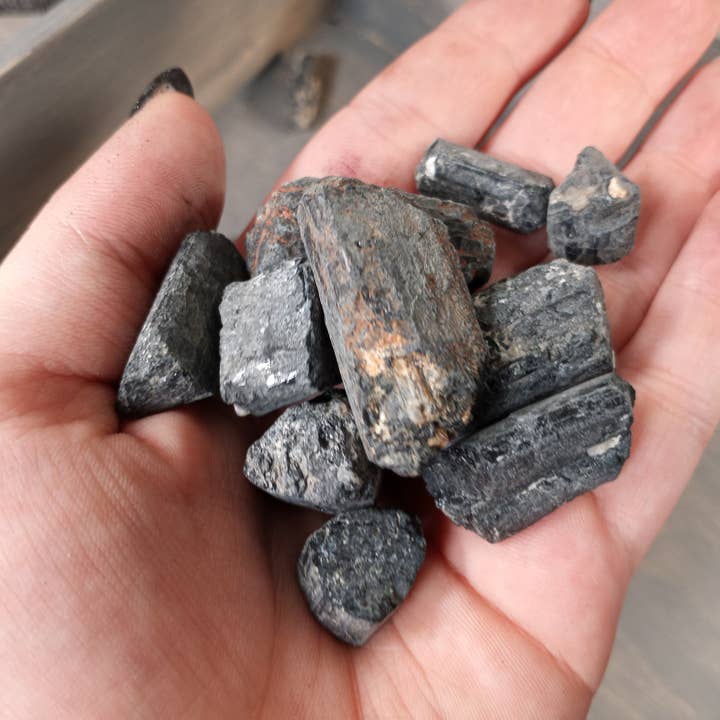 Black Tourmaline Rough - 1 LB Wholesale for wholesale by Keystone Crystals