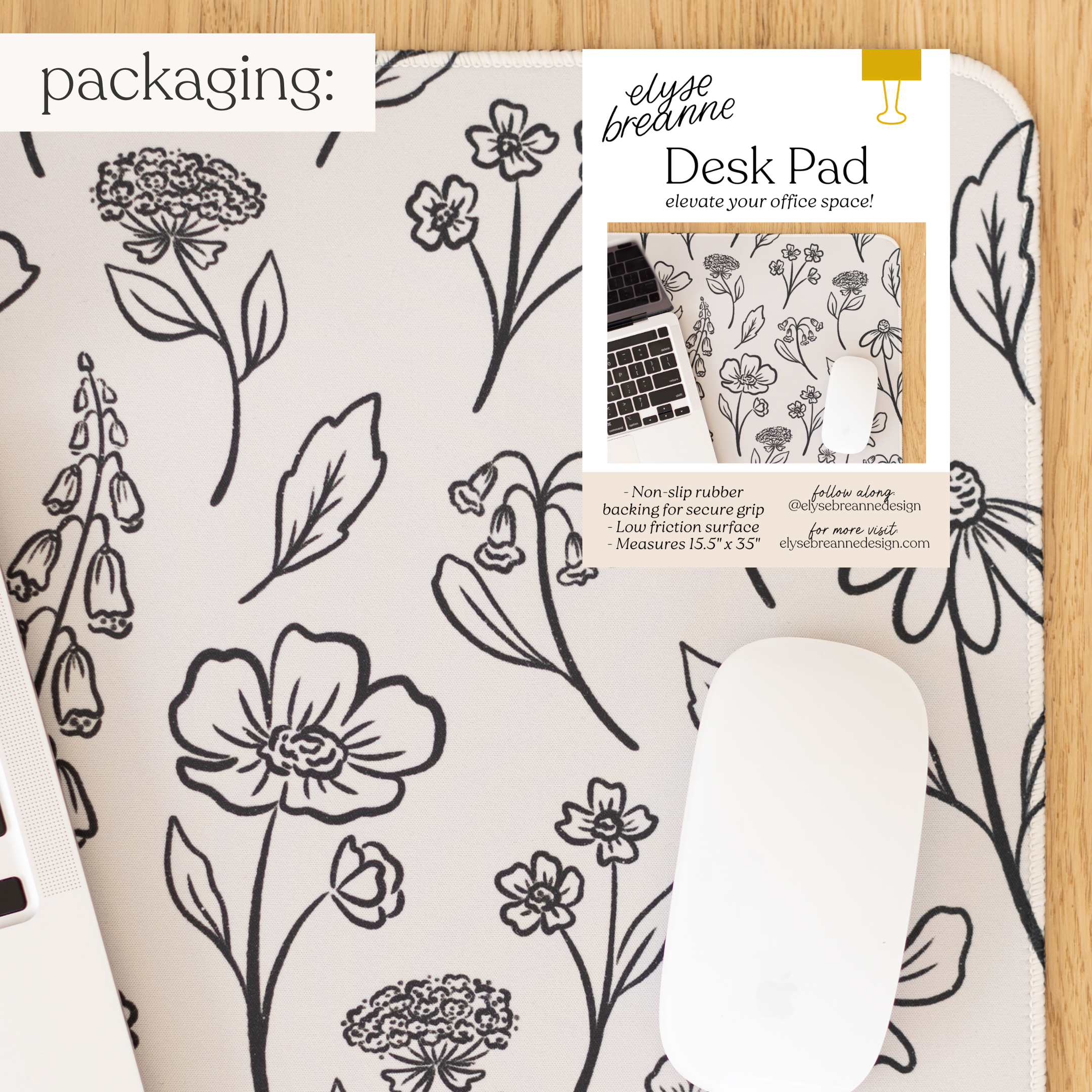 Elyse Breanne Design – wholesale Desk pad – Pressed Floral Desk Pad5