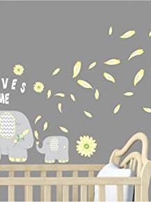 Flowers and Elephant Wall Decals Stickers/Elephant Nursery Wall Decor for wholesale by Presto Chango Decor
