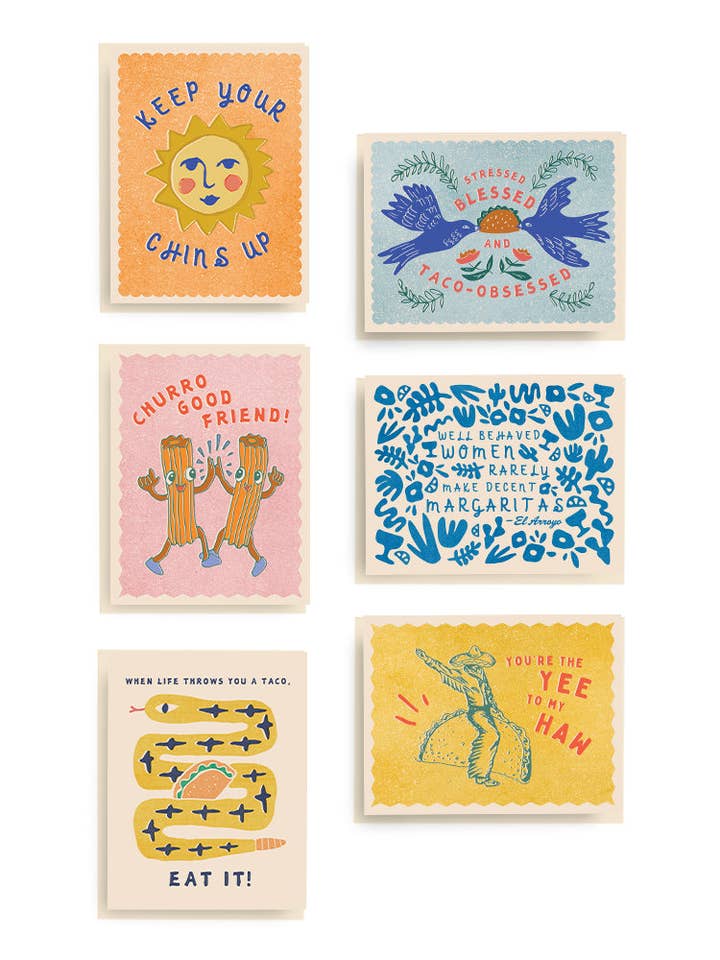 Tarjetas de Felicitación - Paquete Predefinido ICONOS TEX-MEX para venta al por mayor de El Arroyo