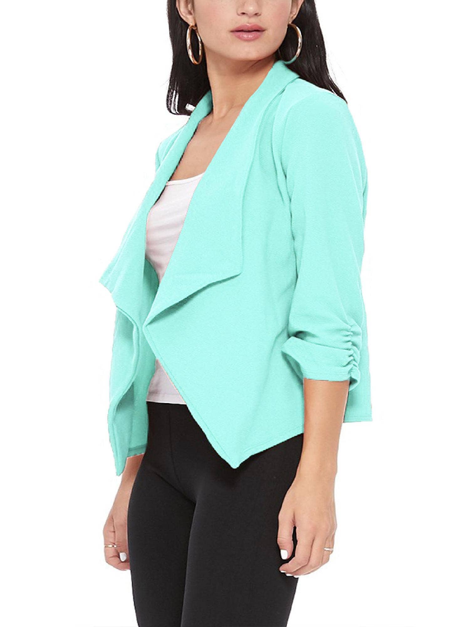MOA COLLECTION - Wholesale Blazer - Women's - Casual Open Front Draped Solid Blazer Jacket29