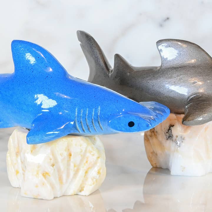 Tiburón Martillo de Mármol Pintado en Base de 3" para venta al por mayor de SS handcrafted Art