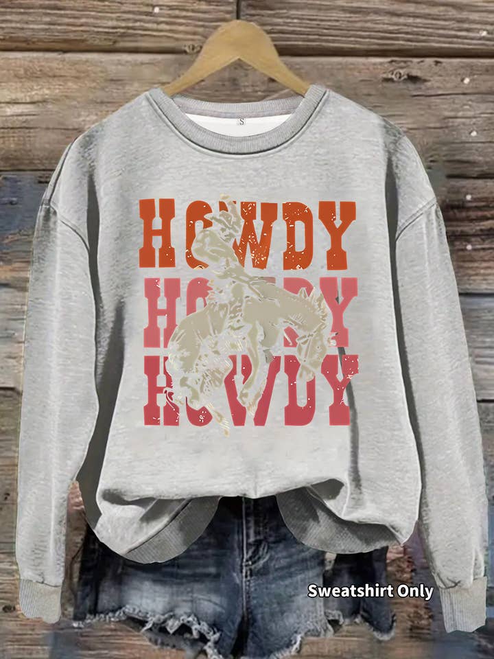 Rosa Clothing - Wholesale Sweatshirt - Women's - Western Cowboy Ranch Howdy Print Sweatshirt3