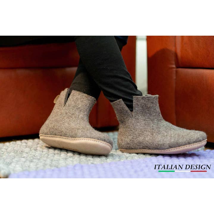 Woollyes Inc - Venta al por mayor Botas - Unisex - Botas de interior con suela de piel - Marrón natural