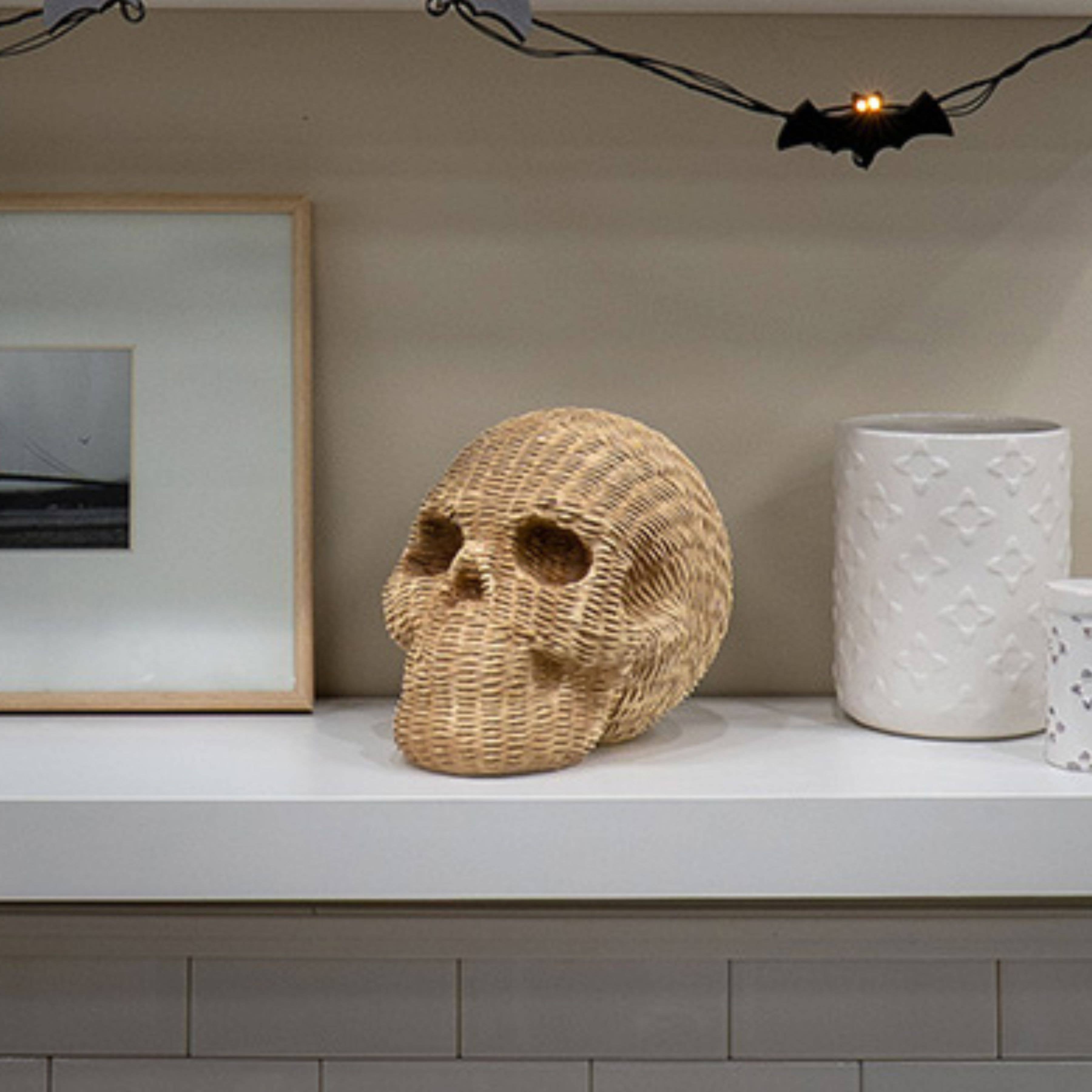 DesignStyles Home - Wholesale Decorative Figurine - Becki Owens Wicker-Look Resin Decorative Skull3
