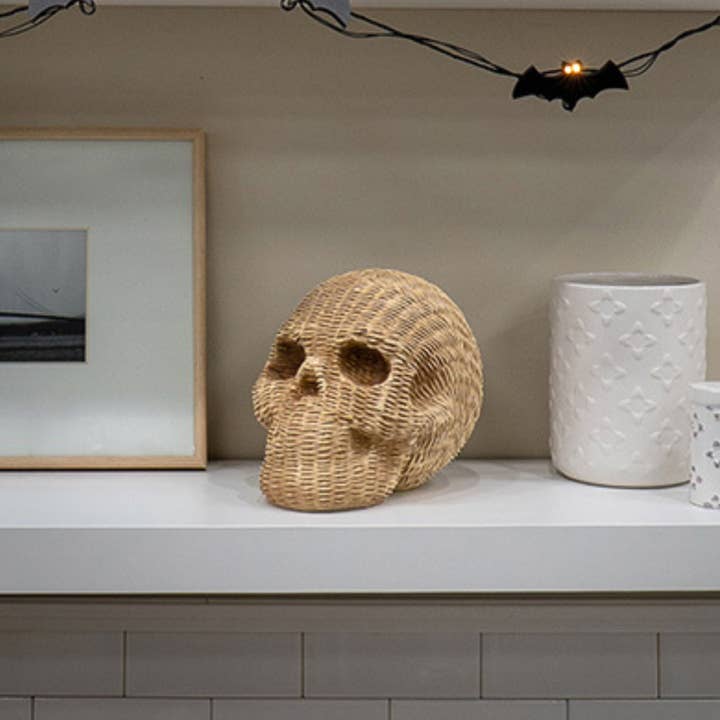 DesignStyles Home - Wholesale Decorative Figurine - Becki Owens Wicker-Look Resin Decorative Skull3